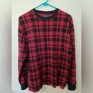 POLO RALPH LAUREN Red Black Buffalo Plaid Thermal Long Sleeve - Men's Size Large
